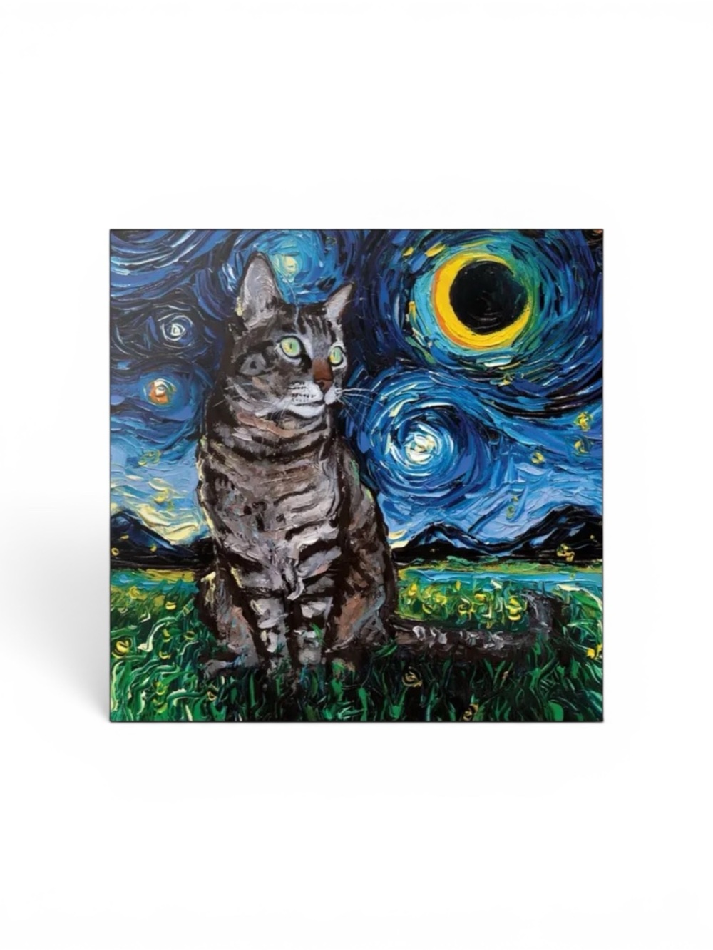 “Tabby Nights” Stretched Canvas Print by Aja Trier- Van Gogh inspired. - Picture 4 of 10